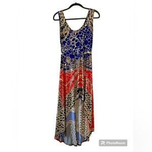 90s Vintage High-Low Dress-Colorful Design-Lightweight-Size L